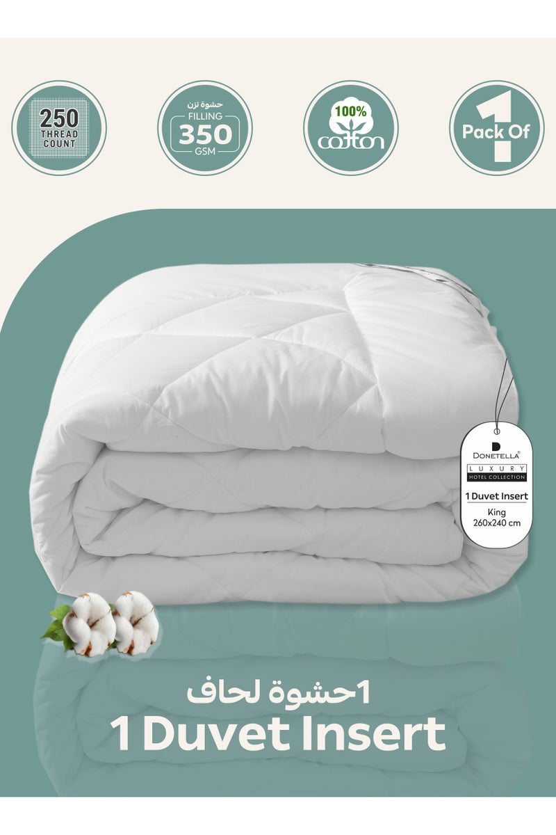 Donetella Cotton Duvet Insert King Size All Season Cotton Box Quilting Comforter With Corner Ties And Super Soft Down Alternative Filling - Image 1