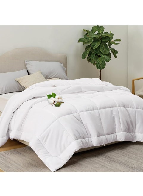 Cotton Duvet Insert King Size All Season Cotton Box Quilting Comforter With Corner Ties And Super Soft Down Alternative Filling
