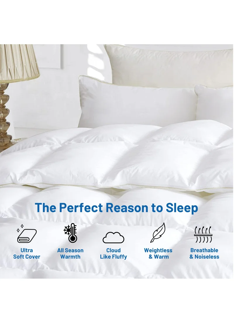 Donetella Cotton Duvet Insert King Size All Season Cotton Box Quilting Comforter With Corner Ties And Super Soft Down Alternative Filling