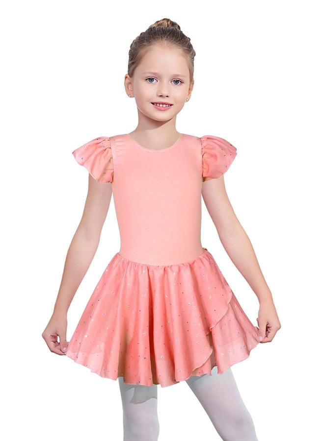 EQSJIU Girls Ruffle Sleeve Ballet Dance Dress Tutu Skirted Leotard Hot Pink Leotard for Girls Dance 4t 5t 4-5t - Image 2