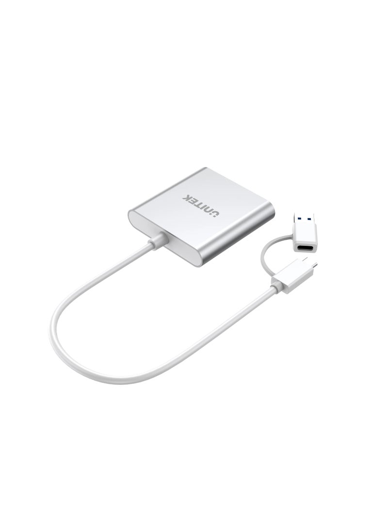 UNITEK قارئ بطاقات الذاكرة USB 3.0 بثلاثة منافذ مع محول USB-C  - Image 2