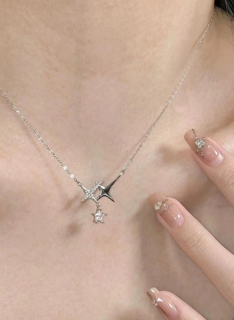 Goolsky "Starburst" Irregular Four-Point Star Layered Necklace – Women’s Elegant Minimalist Luxury Choker  - Image 1