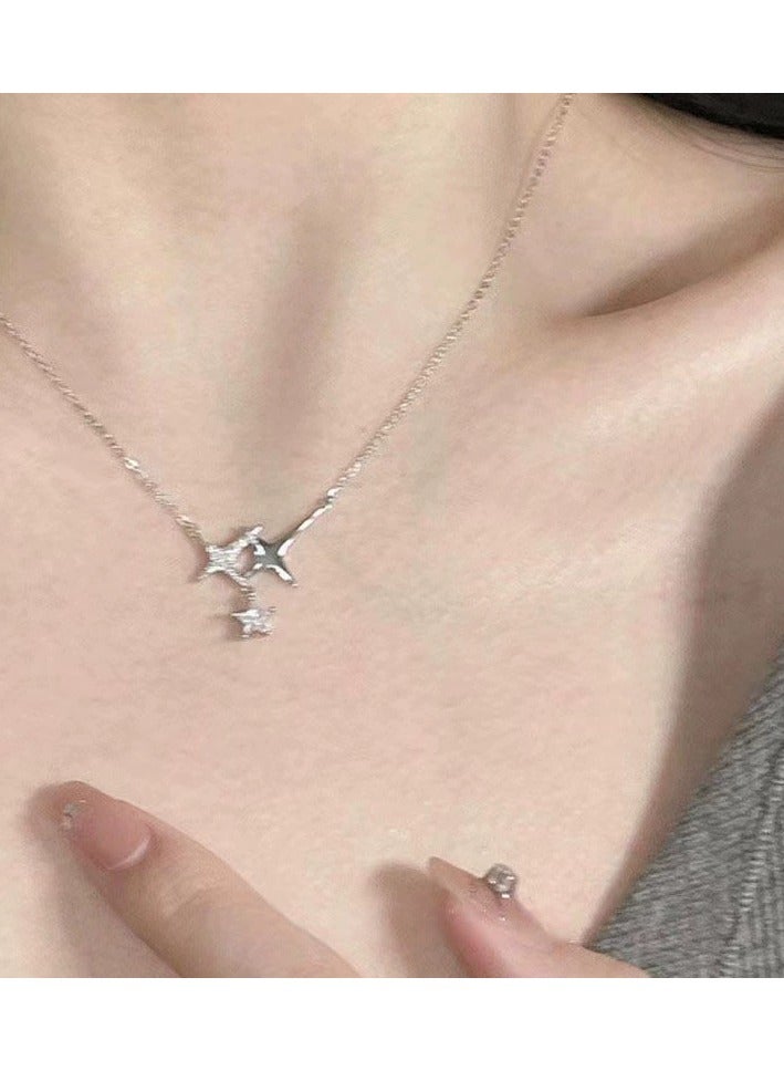 Goolsky "Starburst" Irregular Four-Point Star Layered Necklace – Women’s Elegant Minimalist Luxury Choker  - Image 2