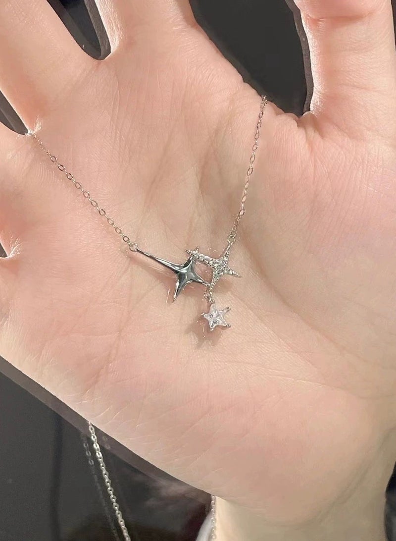 Goolsky "Starburst" Irregular Four-Point Star Layered Necklace – Women’s Elegant Minimalist Luxury Choker  - Image 3