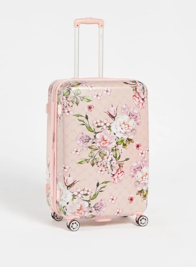ELLE Women Floral Print Hardcase Luggage Trolley Bag with Retractable Handle