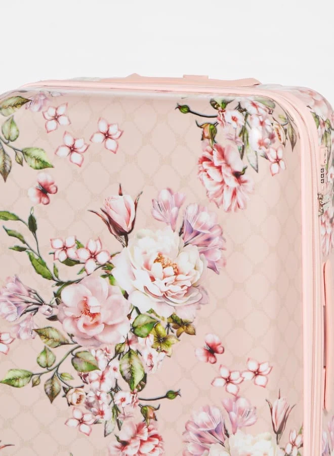 ELLE Women Floral Print Hardcase Luggage Trolley Bag with Retractable Handle
