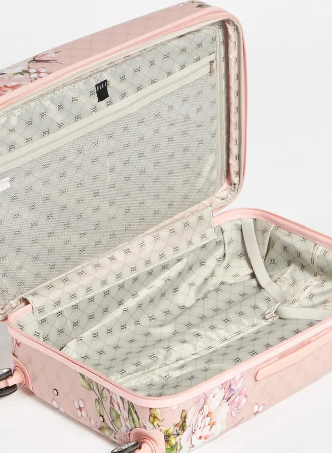 ELLE Women Floral Print Hardcase Luggage Trolley Bag with Retractable Handle