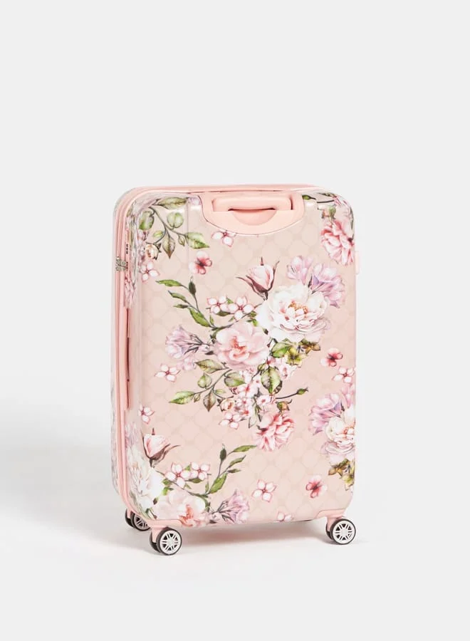 ELLE Women Floral Print Hardcase Luggage Trolley Bag with Retractable Handle