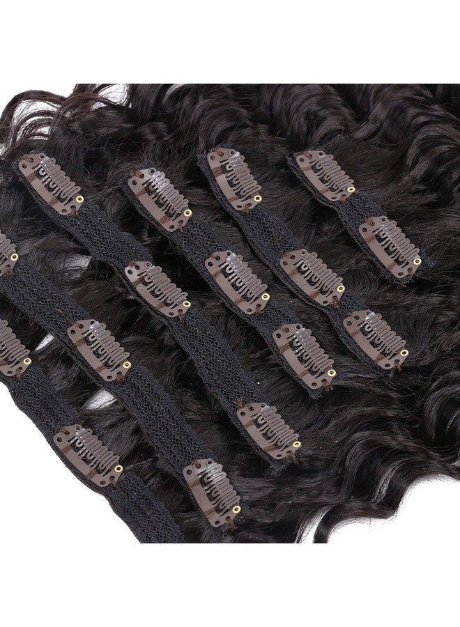 FASHION LINE Synthetic Deep Wave Curly Clip In Hair Extensions Double Weft Full Head Heat Resistance Thick Deep Wave Clip In 7 Pieces(24 Deep Wave 2 Dark Brown) - Image 5