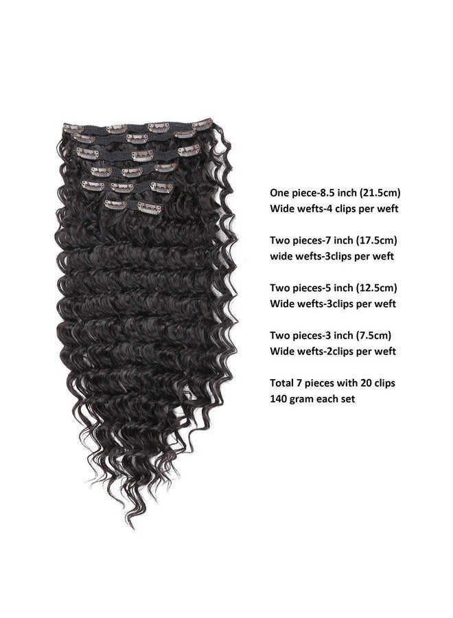 FASHION LINE Synthetic Deep Wave Curly Clip In Hair Extensions Double Weft Full Head Heat Resistance Thick Deep Wave Clip In 7 Pieces(24 Deep Wave 2 Dark Brown) - Image 3