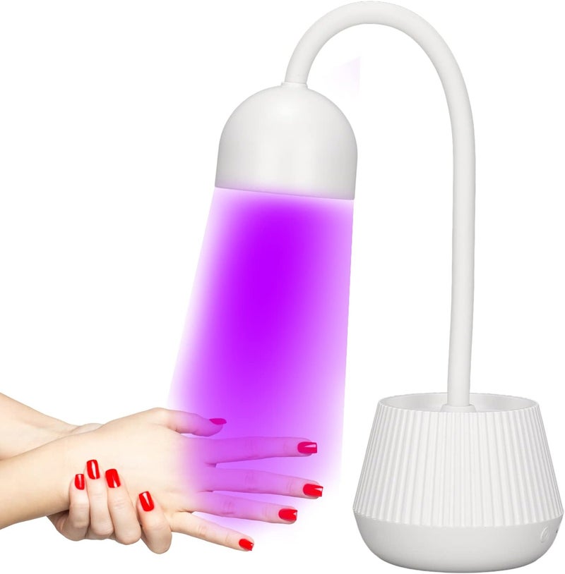 مجفف جل الأظافر USB المصغر من بي وينر مع 8 شرائح ضوء 24 واط 365 نانومتر 405 نانومتر مصباح تجفيف طلاء الأظافر برأس مرن دوار 360 درجة للاستخدام المنزلي وصالونات التجميل