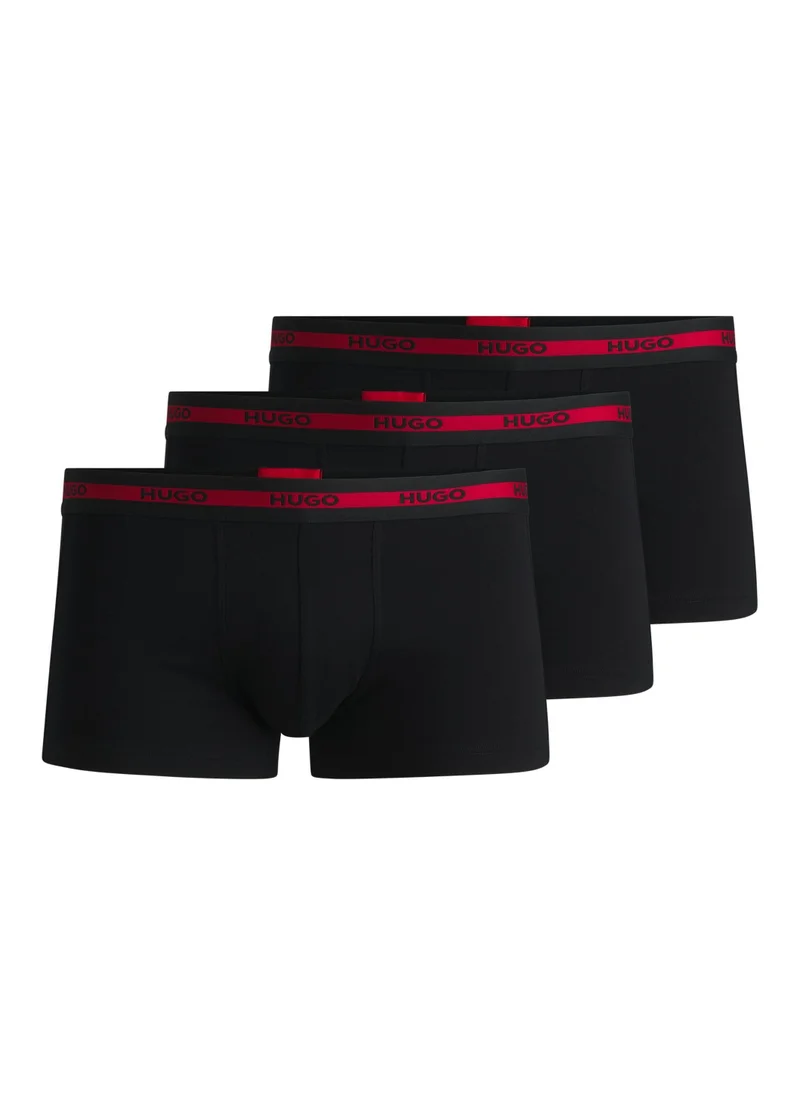 هوجو Three-pack of logo-waistband trunks in stretch cotton