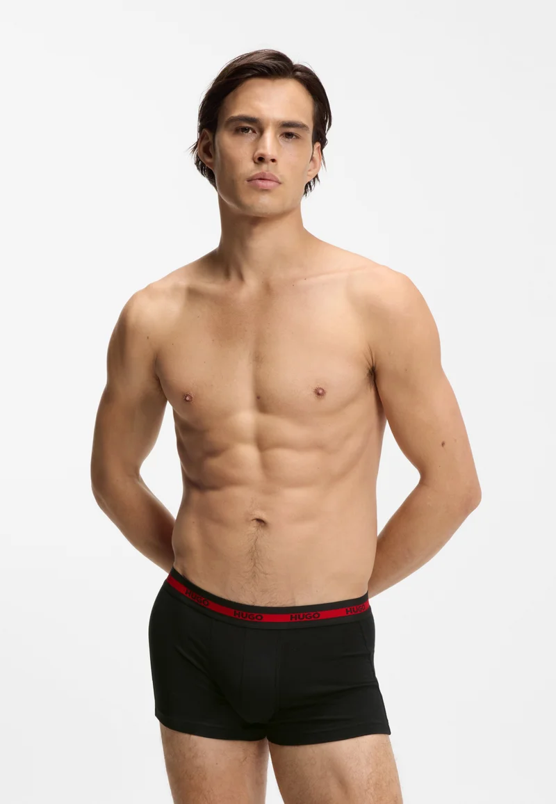 HUGO Three-pack of logo trunks in stretch cotton