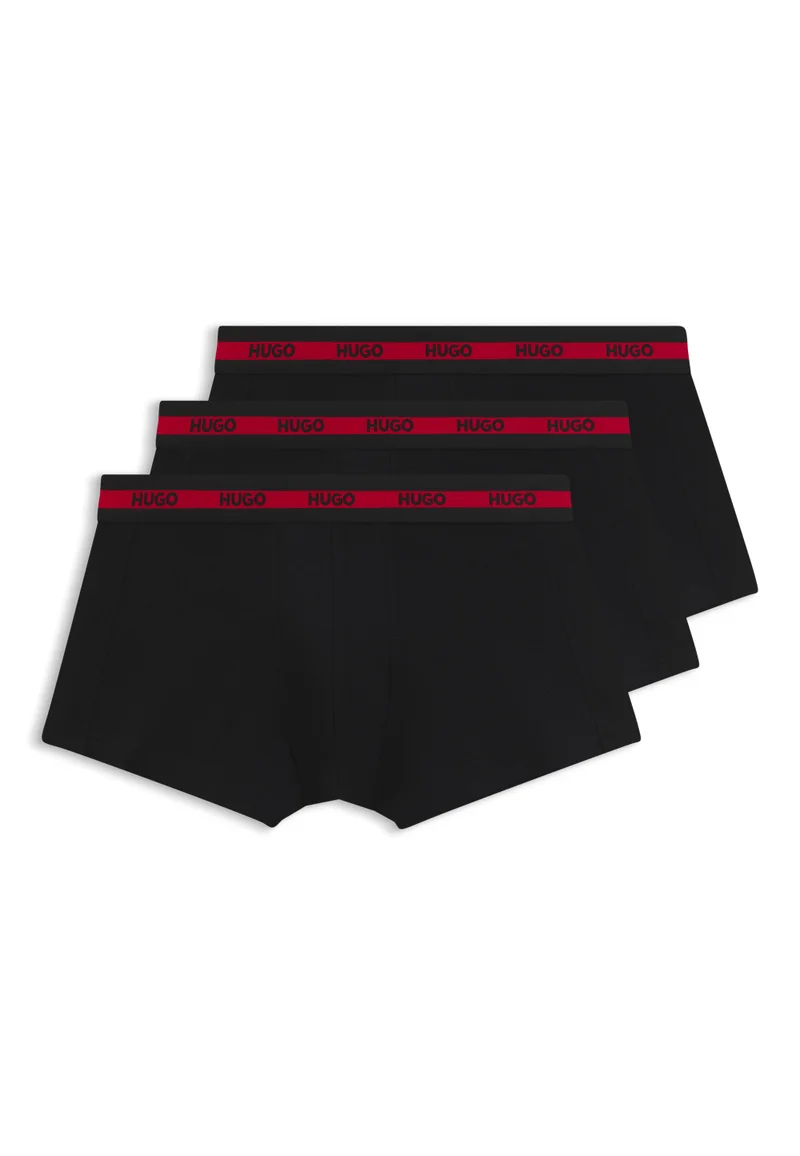 HUGO Three-pack of logo trunks in stretch cotton