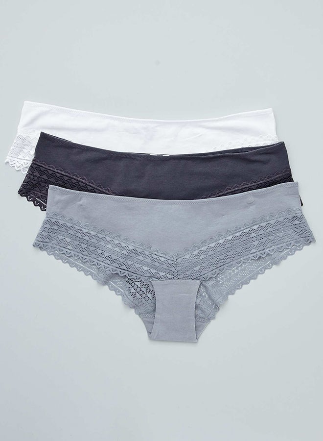 Kiabi Pack of 3 cotton and lace boy shorts  - Image 1