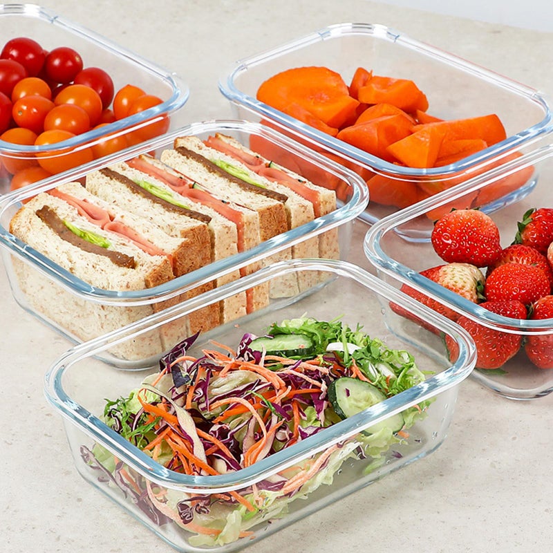 KOMUEE 30 oz 5 Pack Glass Meal Prep Containers, Glass Storage Containers with Lids - Dishwahser, Microwave, Oven and Freezer Safe - Image 2