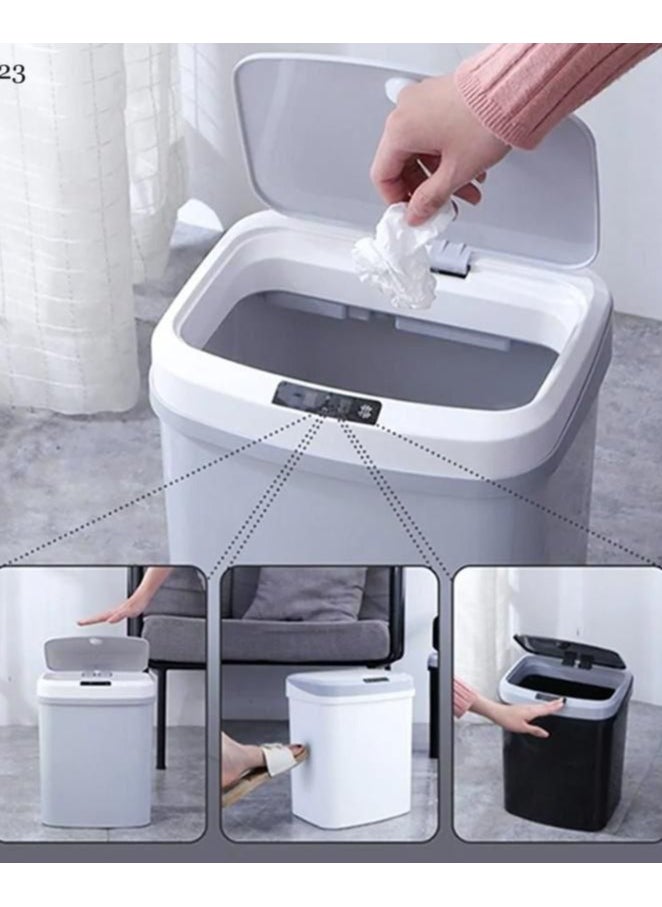 Smart - Sensor Trash Can – 10L Motion Sensor Bin with Foot Sensor, Touch-Free Lid, Compact and Stylish Design | White - Image 1