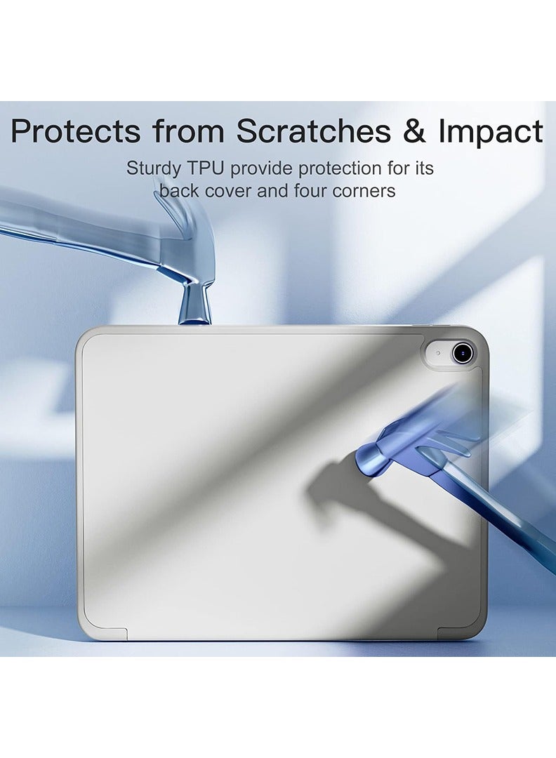 Theodor Compatible With iPad (A16) 11th Gen 11 Inch 2025/10th Gen 10.9 Inch 2022 Case with Pencil Holder, Slim Trifold Stand Protective Cover with Soft TPU Back for iPad Case 11th Gen/ 10th Gen, Auto Sleep/Wake Light Grey - Image 5