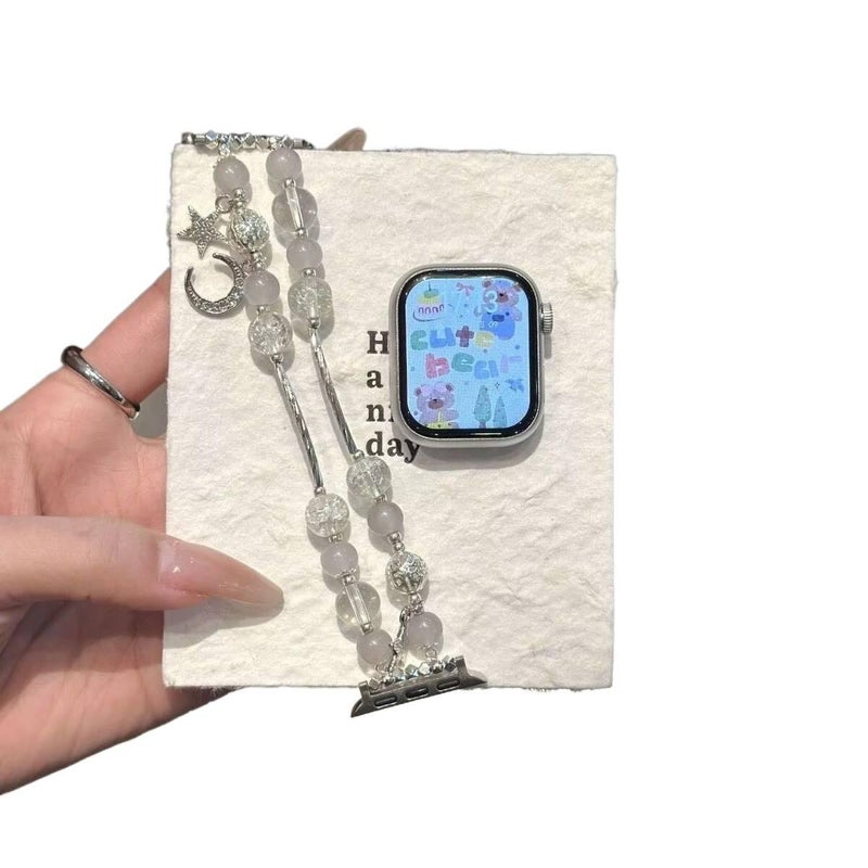 سوار ساعة ذكية سوار راتنج متوافق مع Apple Watch / SE بملاءمة قابلة للتعديل وحزام بديل للاستخدام اليومي باللون رمادي قابل للتعديل - Lilac Ribbon - Image 3