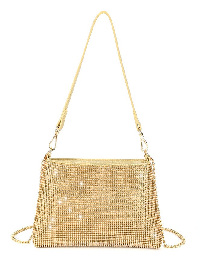 Valleycomfy Bling Evening Clutch Bag for Women Lady Girl Bride Rhinestone Purse For Prom Cocktail Party Wedding Engagement, Gold - Image 1