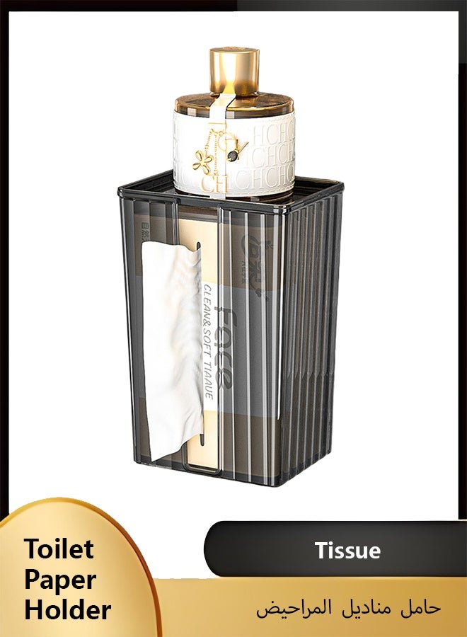 FLYROAD Acrylic Tissue Box Cover, Wall Mount Paper Holder Box for Bathroom Wipe Dispenser, Clear Toilet Paper Organizer for Kitchen Living Room Restaurant and Hotel - Image 1
