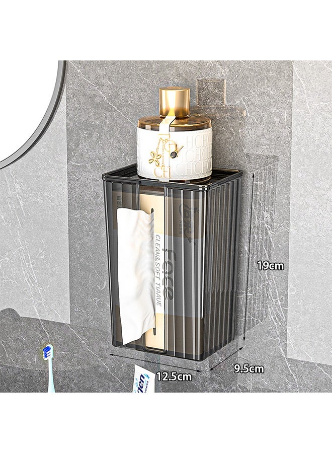 FLYROAD Acrylic Tissue Box Cover, Wall Mount Paper Holder Box for Bathroom Wipe Dispenser, Clear Toilet Paper Organizer for Kitchen Living Room Restaurant and Hotel - Image 2