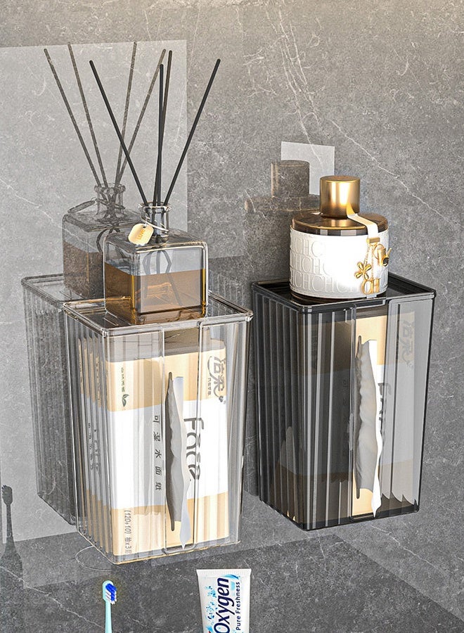 FLYROAD Acrylic Tissue Box Cover, Wall Mount Paper Holder Box for Bathroom Wipe Dispenser, Clear Toilet Paper Organizer for Kitchen Living Room Restaurant and Hotel - Image 5