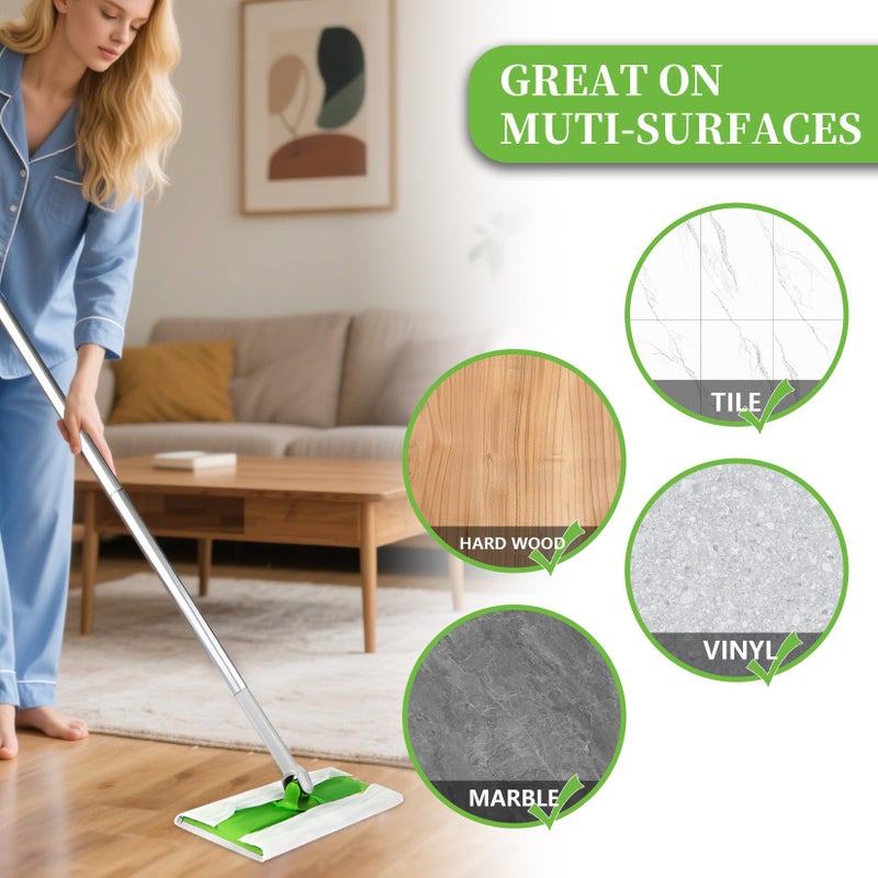 RAINFLOW 100 Count Dry Sweeping Cloths - Disposable Mop Pads Refills Compatible with 10-12 inch for Thin Mops for Floor Cleaning Dust and Hair(11.4 x 7.8 Inch) - Image 4