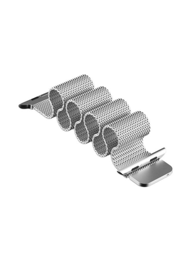 Replacement Band For Apple Watch Series 5/6/7 42/44/45mm Silver Mesh - Image 2