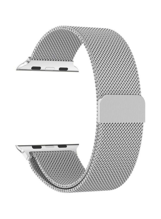 Replacement Band For Apple Watch Series 5/6/7 42/44/45mm Silver Mesh - Image 1