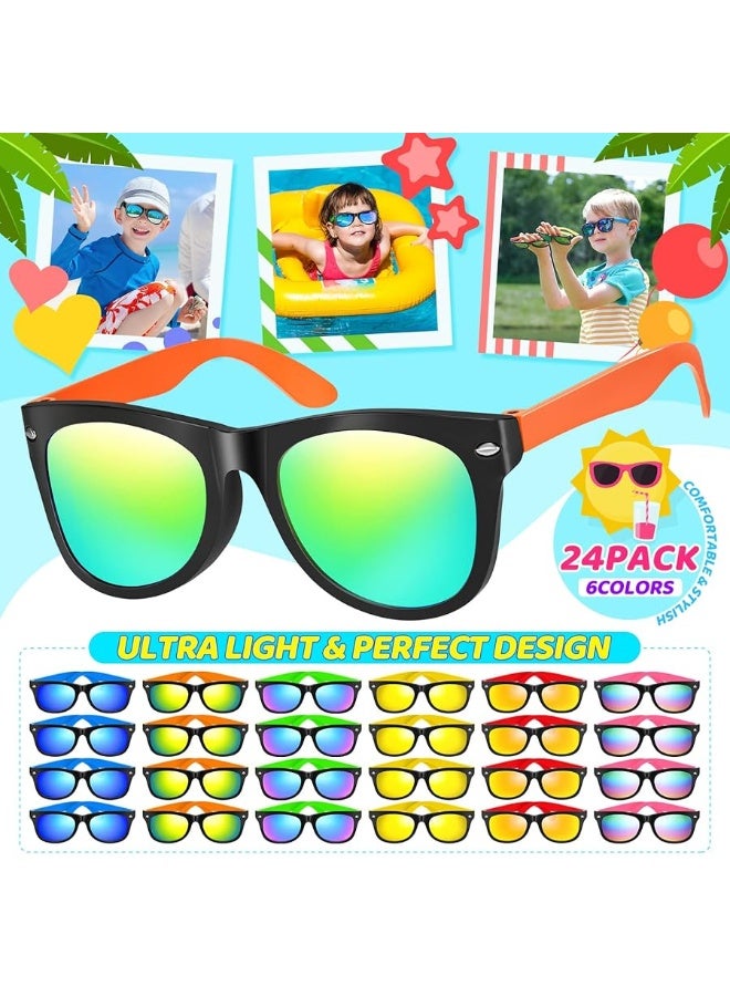 Ginmic Kids Sunglasses Party Favors, 24Pack Neon Sunglasses with UV400 Protection in Bulk for Kids, Boys and Girls, Great Gift for Birthday Graduation Party Supplies, Beach, Pool Party Favors, Fun Gift, - Image 1