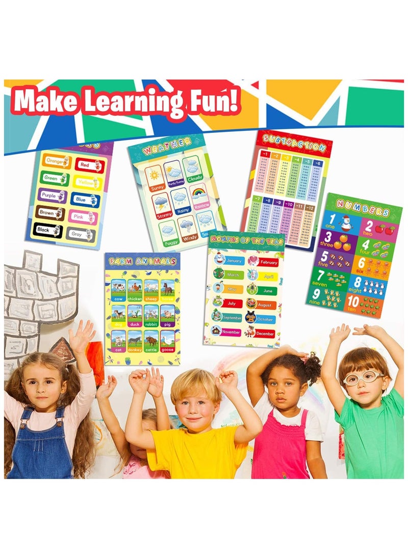 Home Smart Home Smart Educational Posters for Kids 16 PCs Learning Charts Alphabet Shapes Colors Days and Number for Learning Activity  - Image 2