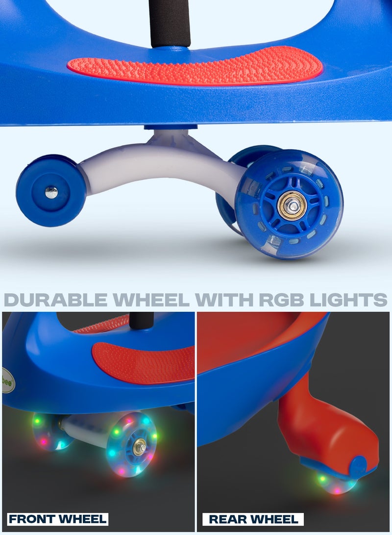 BAYBEE Unicorn Magic Car for Kids Push Ride On Baby Cars with Scratch Free Pu LED Wheels Push Cars Ride on Car for Kids Cars Ride on Toy Swing Cars for Kids 3+ Years Boys Girls Blue Red - Image 5