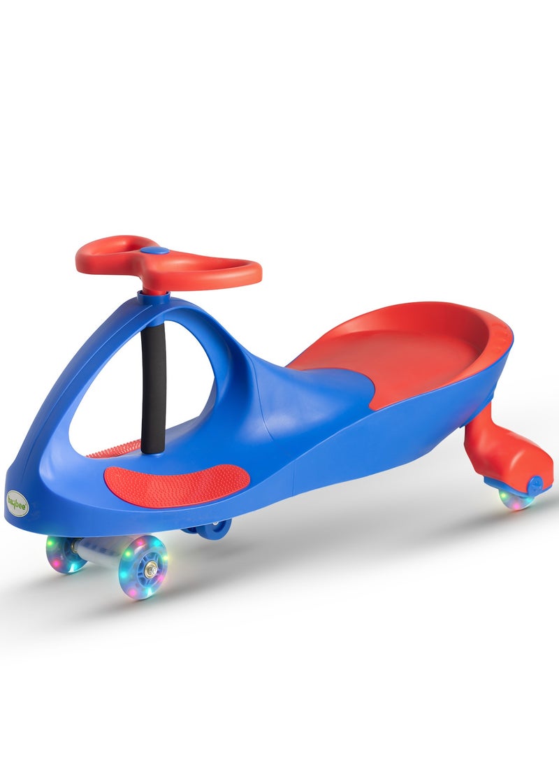 BAYBEE Unicorn Magic Car for Kids Push Ride On Baby Cars with Scratch Free Pu LED Wheels Push Cars Ride on Car for Kids Cars Ride on Toy Swing Cars for Kids 3+ Years Boys Girls Blue Red - Image 1