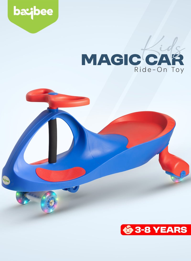 BAYBEE Unicorn Magic Car for Kids Push Ride On Baby Cars with Scratch Free Pu LED Wheels Push Cars Ride on Car for Kids Cars Ride on Toy Swing Cars for Kids 3+ Years Boys Girls Blue Red - Image 3