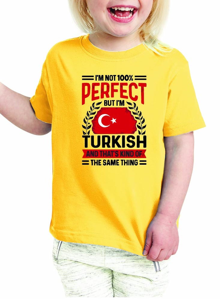 Turkey Kids Girls T-Shirt - Round Neck Short Sleeve Cotton T-Shirt - Celebrate Turkey with Your Little Explorer - Fun Turkish Design - Image 1