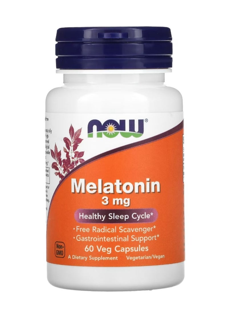 now Melatonin 3 mg 60 Veg Capsules - Image 1