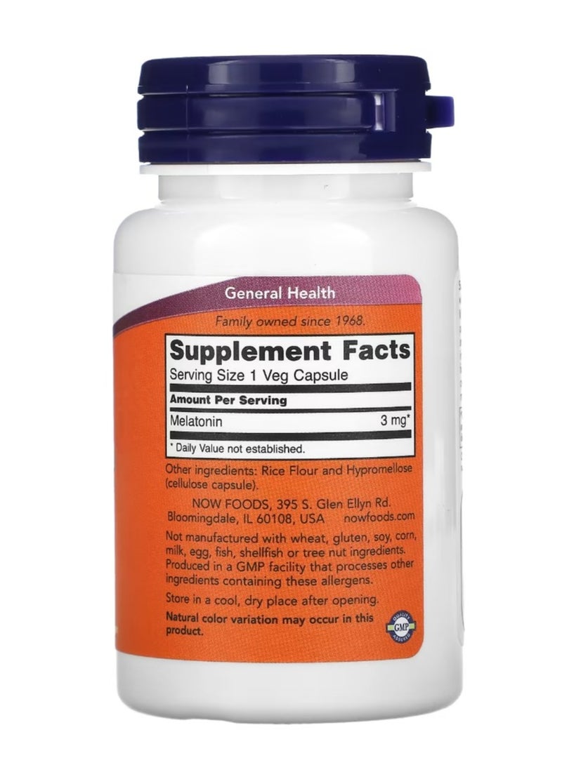 now Melatonin 3 mg 60 Veg Capsules - Image 2