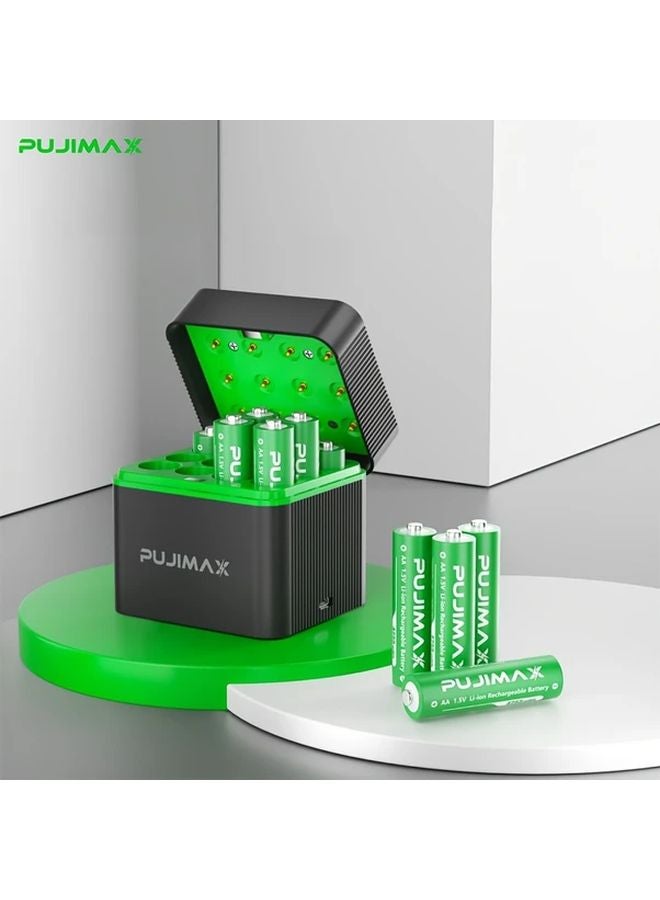 Pujimax 12 Slot AA 1 5V Lithium Ion Battery Charger With 4255mWh High Capacity - Image 1