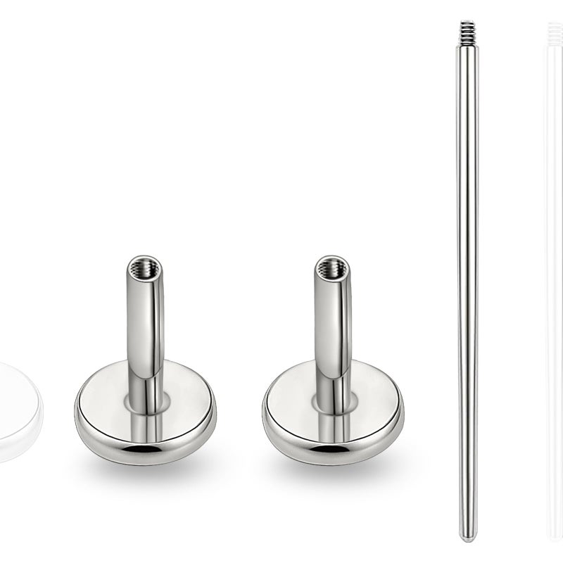 limerencia 16G/18G Hypoallergenic Internal Threaded Titanium Bar Post Replacement,Flat Back Stud Earrings Post Medusa Helix Couch Labret Bar for Women Men Sensitive Ears(A Pair) - Image 1