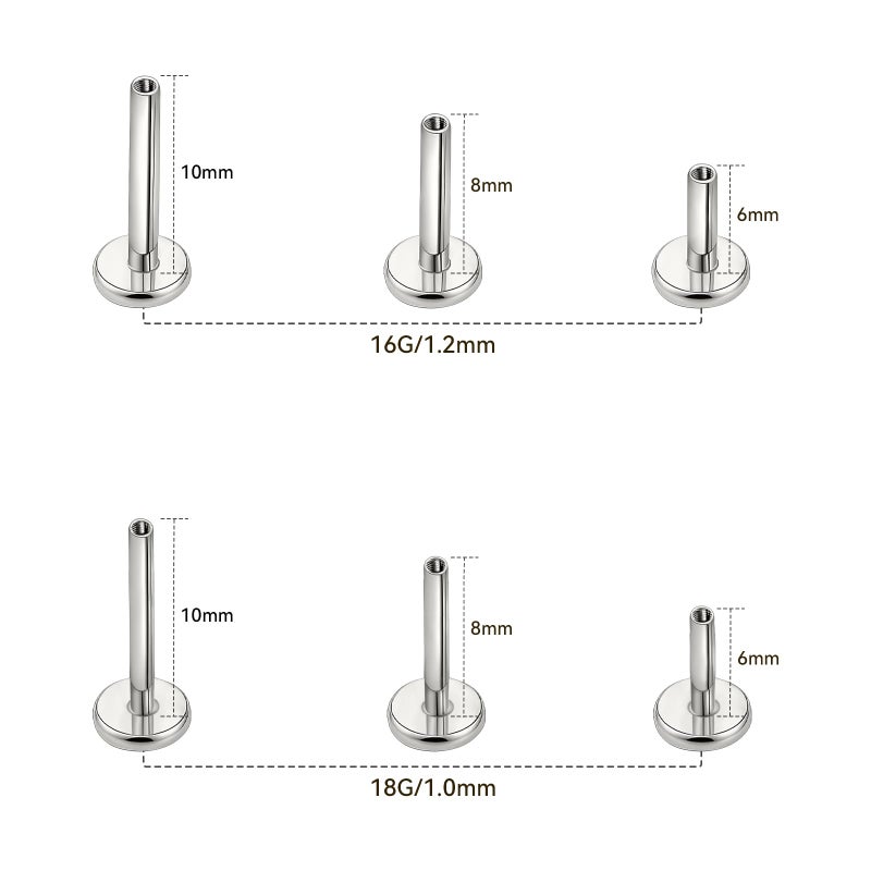 limerencia 16G/18G Hypoallergenic Internal Threaded Titanium Bar Post Replacement,Flat Back Stud Earrings Post Medusa Helix Couch Labret Bar for Women Men Sensitive Ears(A Pair) - Image 4
