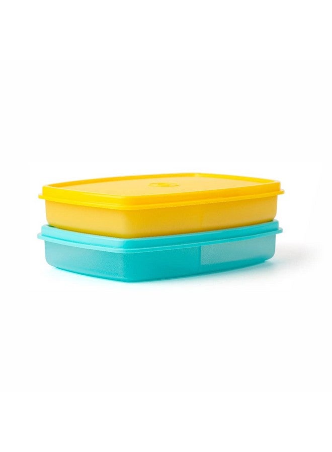 Tupperware حاوية غداء مقسمة نحيفة من توبيروير (مجموعة من 2)، أصفر وأزرق - Image 1