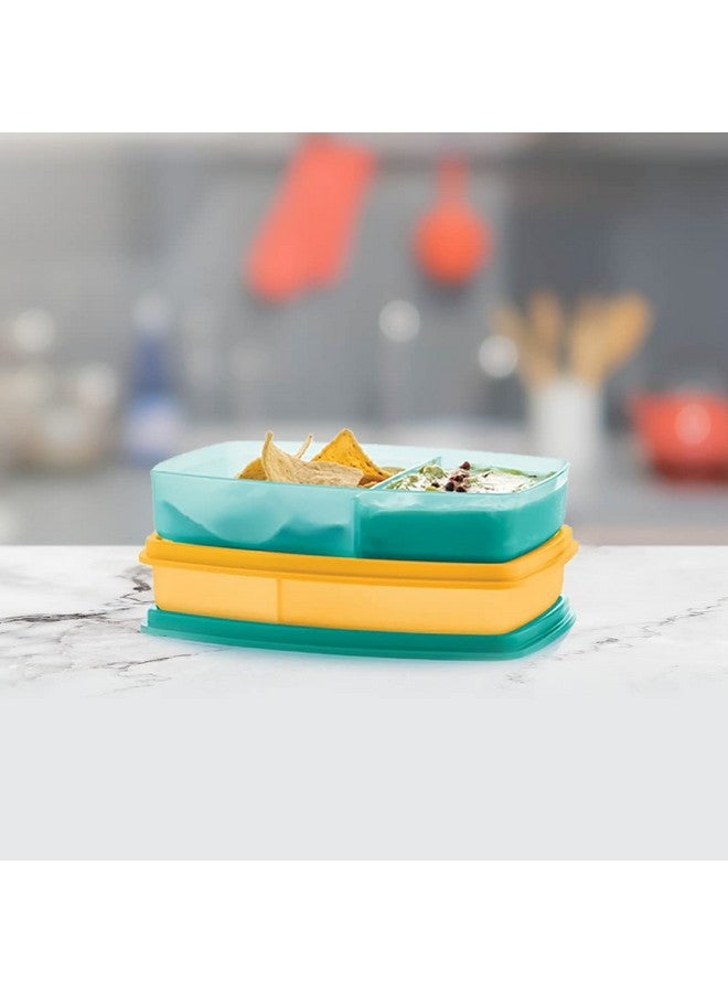Tupperware حاوية غداء مقسمة نحيفة من توبيروير (مجموعة من 2)، أصفر وأزرق - Image 3