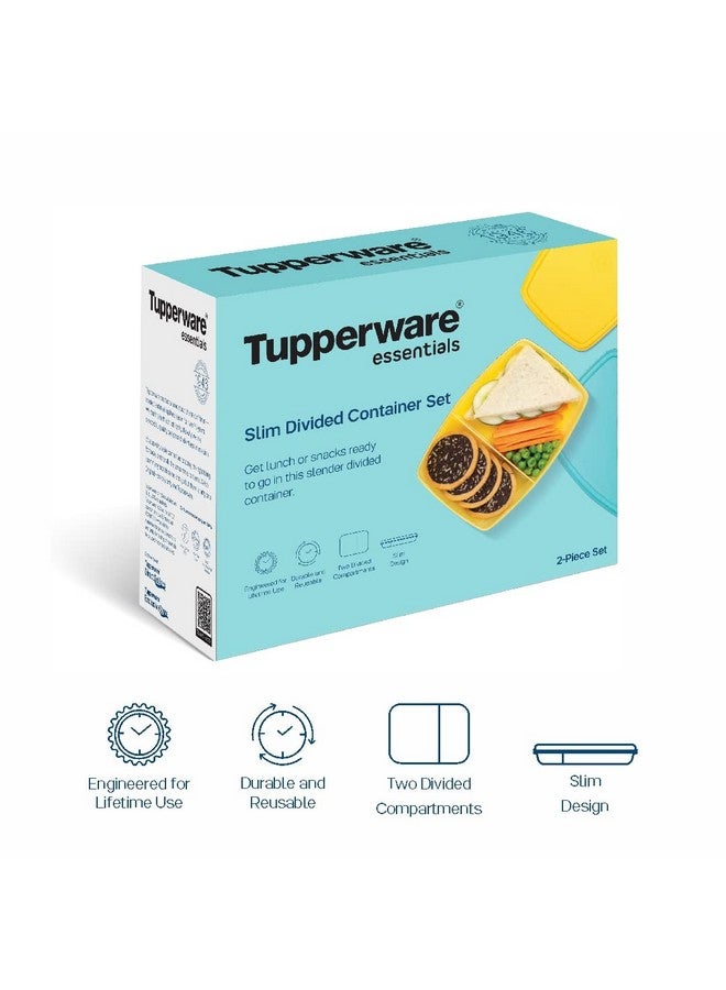 Tupperware حاوية غداء مقسمة نحيفة من توبيروير (مجموعة من 2)، أصفر وأزرق - Image 2