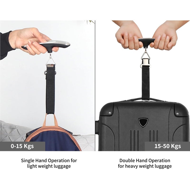 TRAVALATE Digital Luggage Weighing Scale with Backlit LCD Display | Portable and Accurate Travel Weight Scale with One-Touch Measurement & Strong Strap | Up to 50kg Capacity – Silver - Image 2