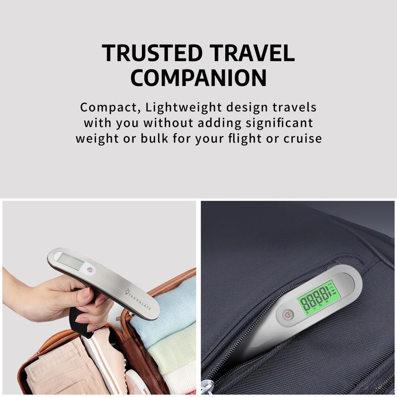 TRAVALATE Digital Luggage Weighing Scale with Backlit LCD Display | Portable and Accurate Travel Weight Scale with One-Touch Measurement & Strong Strap | Up to 50kg Capacity – Silver - Image 5