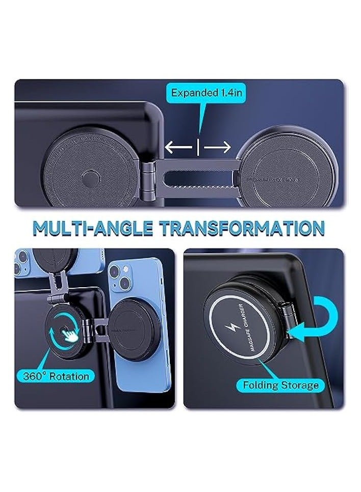 Green Tiger Foldable Magnetic Wireless Car Charger Mount, 15W Fast Charging Magnetic Phone Holder for Tesla Model 3/X/Y/S, Compatible with MagSafe Case and iPhone 12/13/14 Pro Max Mini, 360° Rotation - Image 4