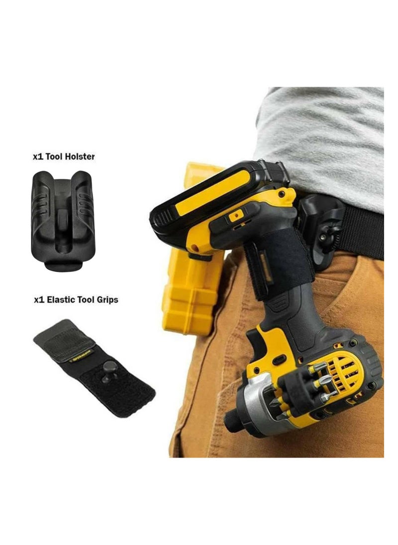 SYOSI Tool Holster, Drill Holder for Belt, Drill Holster, Tool Belt Clip Holder, Improve The Way You Carry Your Power Drill, Securely Hold and Quickly Access Your Tape Measure, Bit Box, and Other Tools  - Image 3