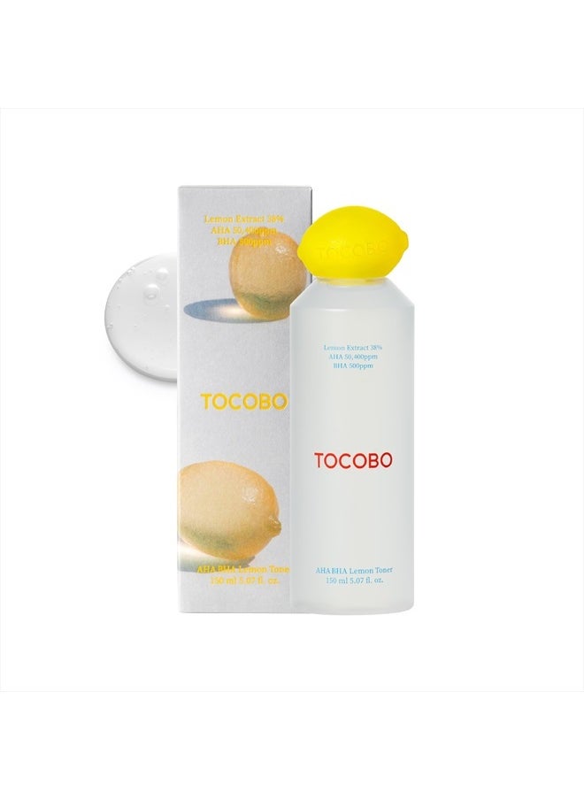 Tocobo AHA BHA Lemon Facial Toner 5.07 fl oz / 150 ml | Vitamin C and Lemon Extract, AHA, BHA, Calming and Soothing Moisturizer | Natural Ingredients, Vegan Toner, Cruelty Free  - Image 1