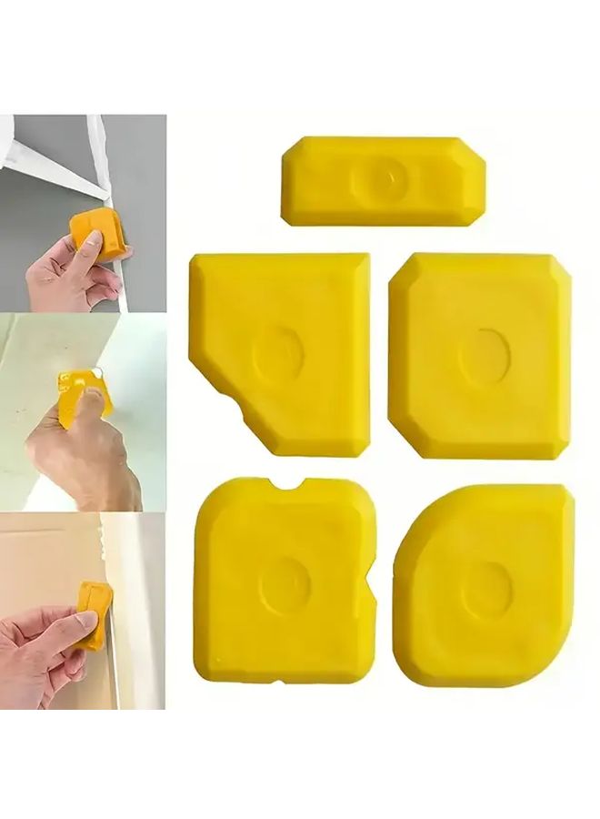5 Pieces Yellow Joint Smoothing Kit Plastic Silicone Joint Spatula Extractor And Smoothing Spatula For Home Improvement Professional Use Durable Tools Smooth Application - Image 5